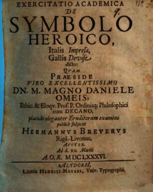 De symbolo heroico, Italis impresa, Gallis devise dicto