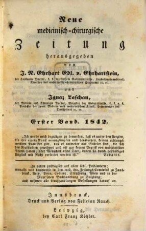 Neue medicinisch-chirurgische Zeitung. 1842, 1