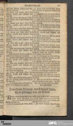 Das Gebet Manasse, des Königes Juda, da er gefangen war zu Babel.