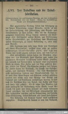 LVI. Der Tabakbau und die Tabakfabrikation