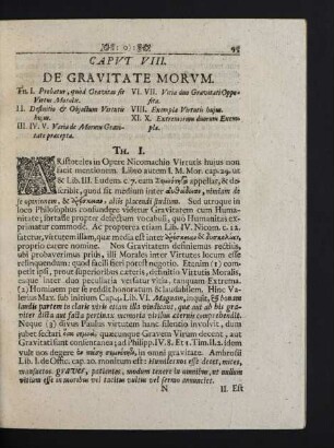 Cap. VIII. De Gravitate Morum.