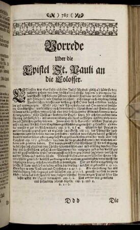 Vorrede Uber die Epistel St. Pauli an die Colosser.