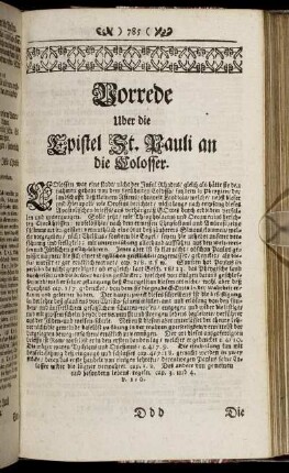 Vorrede Uber die Epistel St. Pauli an die Colosser.