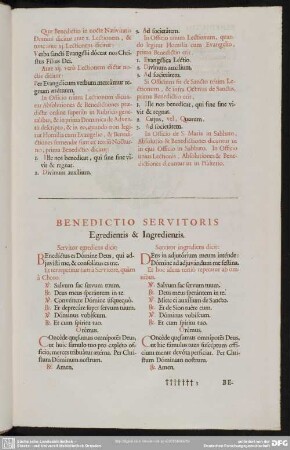Benedictio Servitoris Egredientis & Ingredientis