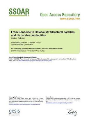 From Genocide to Holocaust? Structural parallels and discursive continuities