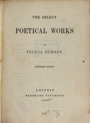 The select poetical works of Felicia Hemans