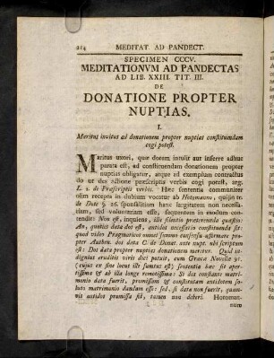 214-225, Sp. 305. De Donatione propter nuptias