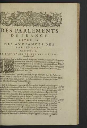 Des parlements de France. Livre IV.