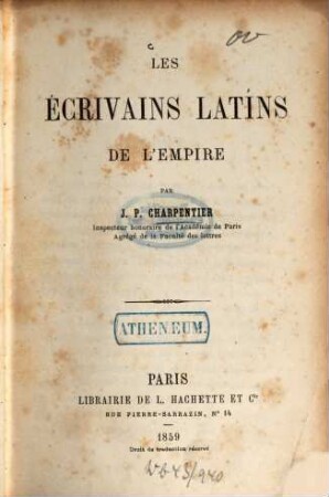 Les Écrivains latins de l'Empire