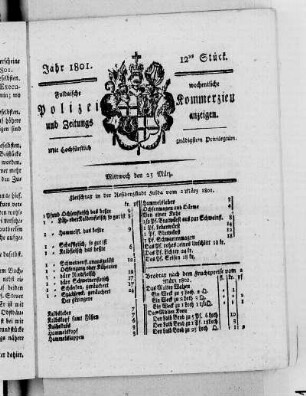 12tes Stück, Ausgabe vom 25. März 1801