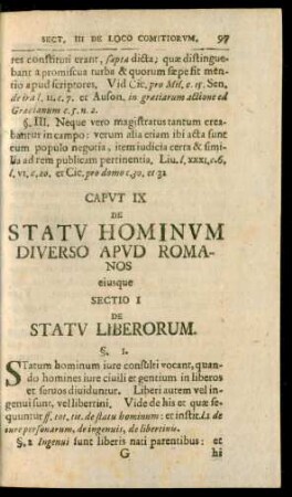 Caput IX. De Statu Hominum Diverso Apud Romanos