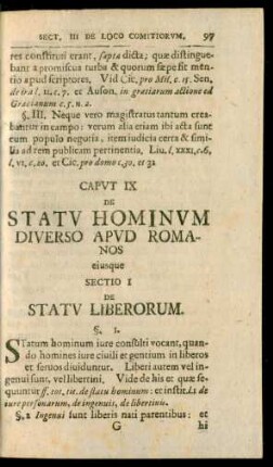 Caput IX. De Statu Hominum Diverso Apud Romanos