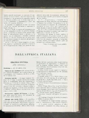 Dall'Affrica Italiana.