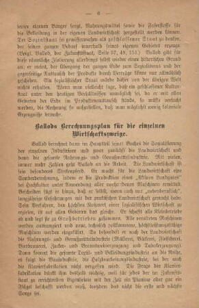 Ballods Berechnungsplan für die einzelnen Wirtschaftszweige