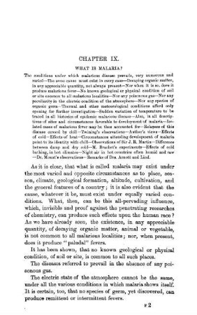 Chapter IX. What Is Malaria?