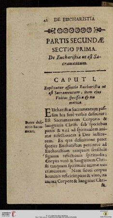 Partis secundae: Sectio prima