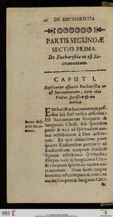 Partis secundae: Sectio prima