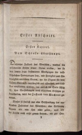 Erstes Kapitel. Vom Schlafe überhaupt.