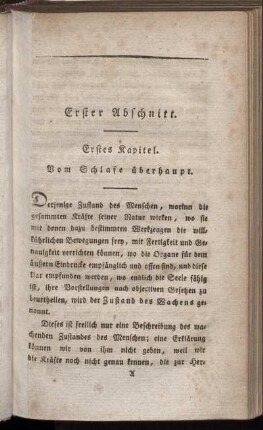 Erstes Kapitel. Vom Schlafe überhaupt.