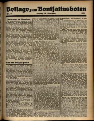 Zweite Ausgabe vom Sonntag, den 29. November 1931.