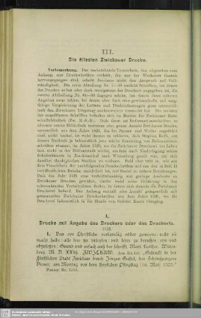 III. Die ältesten Zwickauer Drucke