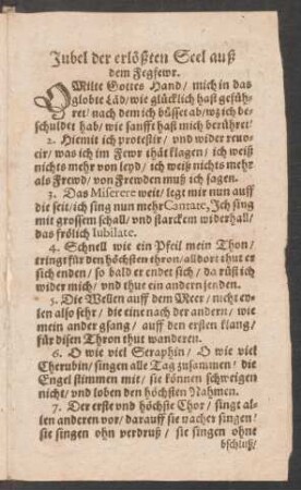 Jubel der erlœßten Seel auß dem Fegfewr.