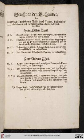 Bericht an den Buchbinder/ Die Kupfer [...] betreffend