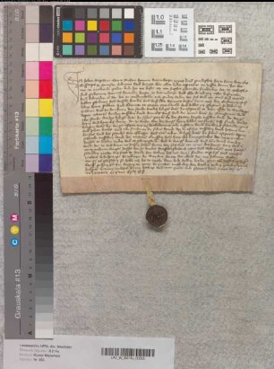 Der Warendorfer Richter Johann Regewert bekundet, daß Heinrich Hameke (?) mit dem Kloster Marienfeld Land vor Warendorf getauscht habe. Zeugen: Heinrich Hudepol, Temme Hudepol, Hermann Hotkap.