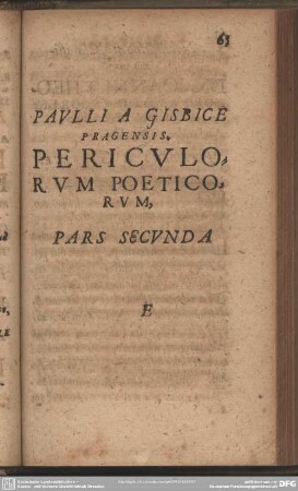 Periculorum Poeticorum, Pars Secunda