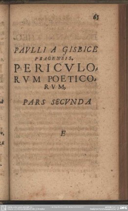 Periculorum Poeticorum, Pars Secunda