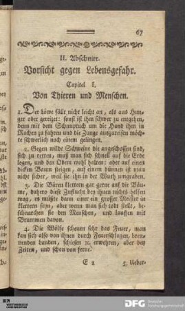 Capitel I. Von Thieren und Menschen.