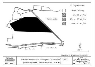 Strohertragskarte Scheyern "Flachfeld" 1992 (Sommergerste, Ashtech-DGPS, 16.6 ha)