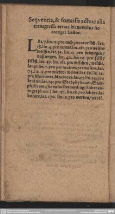 Sequentia, & fortassis adhuc alia transgressa errata benevolus sic corriget Lector