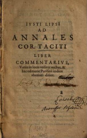 Iusti Lipsi ad annales Cor. Taciti liber commentarius