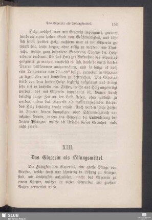XIII. Das Glycerin als Lösungsmittel