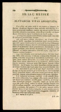 Io. Iac. Reiske Ad Plutarchi Vitas Annotata