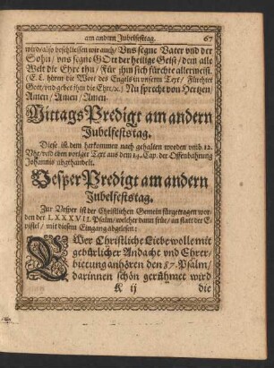 VesperPredigt am andern Jubelfeststag