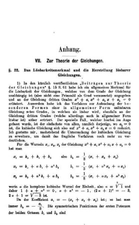 VII. Zur Theorie der Gleichungen.