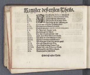 Register deß ersten Theils