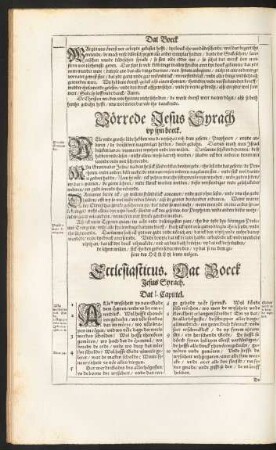 Ecclesiasticus. Dat Boeck Jesus Syrach.