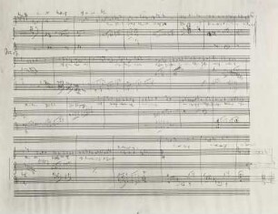 Das eheliche Glück (Intermezzo) op. 72. Sieben Particell-Skizzenblätter von Richard Strauss, Garmisch 1919. Autograph, Bleistift; 27 x 35 cm. Erster Aufzug erste Szene, Blatt 8r. Dresden: SLUB Mus. 9099-F-26a
