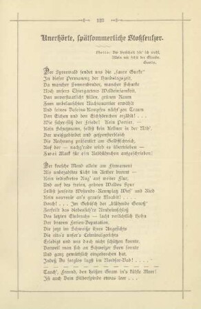 Unerhörte, spätsommerliche Stoßseufzer