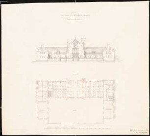 Schloss Koppitz Pferdestall: Grundriss, Aufriss Hauptansicht