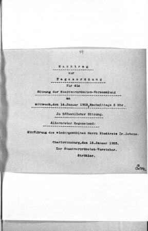 Tages-Ordnung, 14. Januar 1903