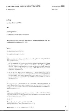 Drucksachen 5251-5350: Anträge, Anfragen, Gesetzentwürfe