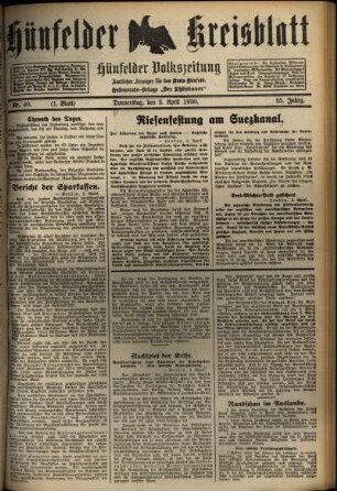Zweite Ausgabe vom Donnerstag, den 03. April 1930.