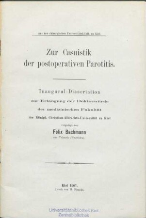 Zur Casuistik der postoperativen Parotitis