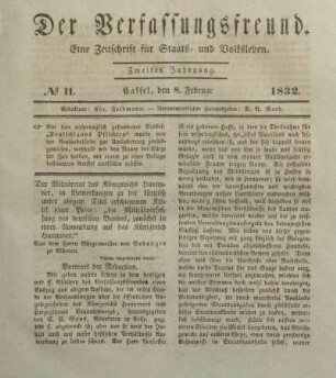 № 11. Cassel, den 8. Februar 1832.