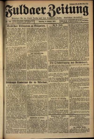 Erste Ausgabe vom Sonntag, den 09. Oktober 1927.