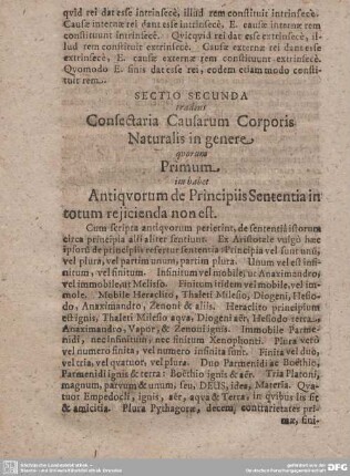 SECTIO SECUNDA tradens Consectaria Causarum Corporis Naturalis...